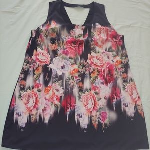 City Chic Black and Pink Floral Shift Dress